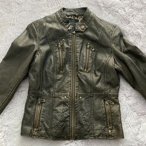 Vegan copper faux leather jacket